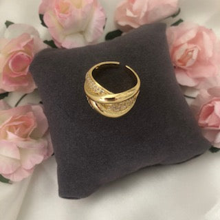 Bague Éclat Entrelacé en Acier Inoxydable Doré