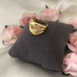 Bague Éclat Entrelacé en Acier Inoxydable Doré